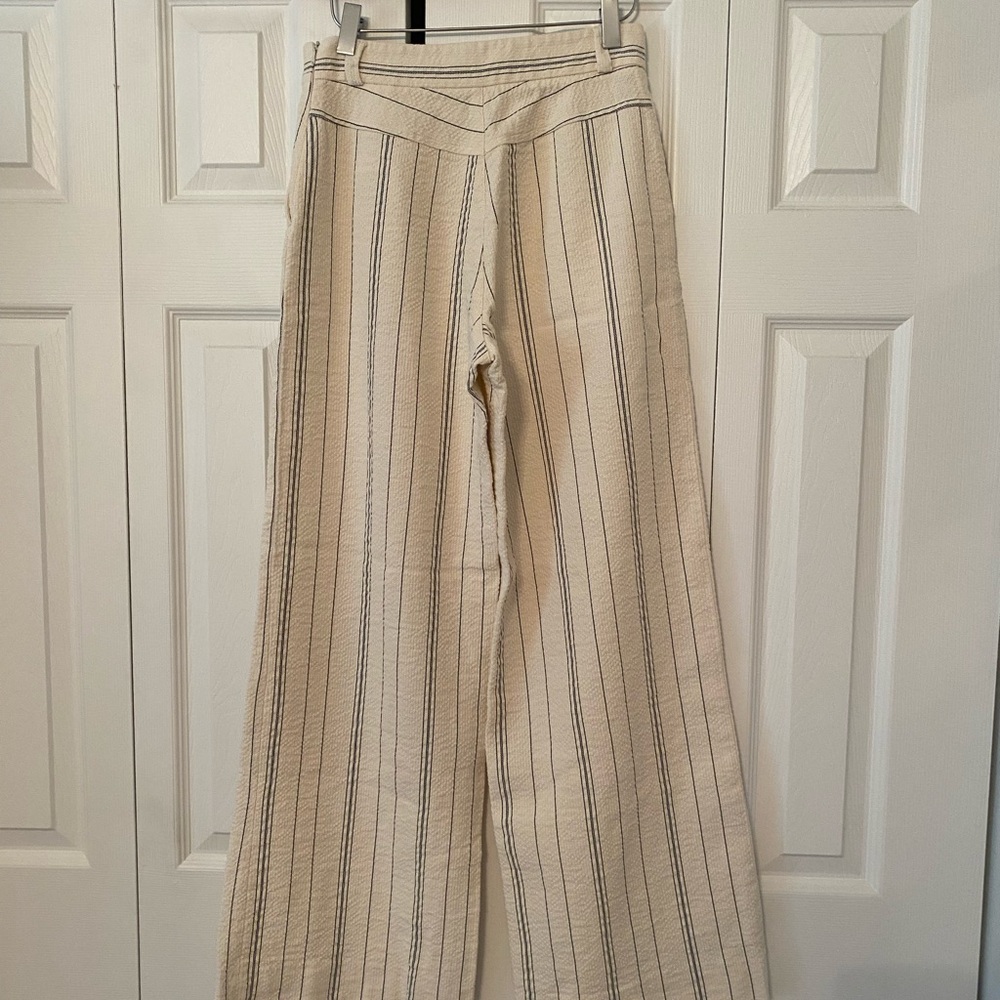 See by Chloé Cream Wide Leg Striped Pants